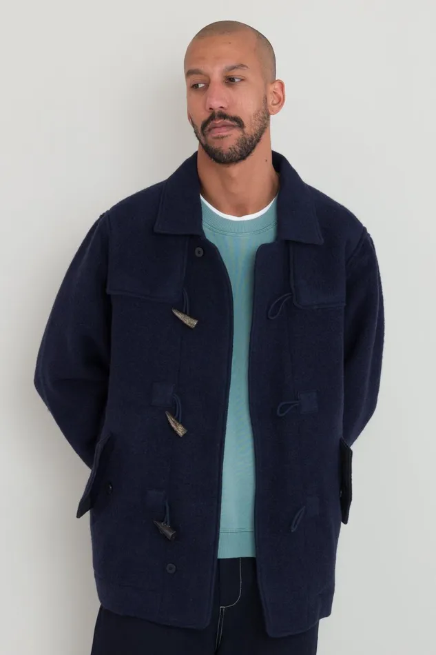 Folk Clothing Duffle Coat 8211 Navy Wool Mens Outerwear
