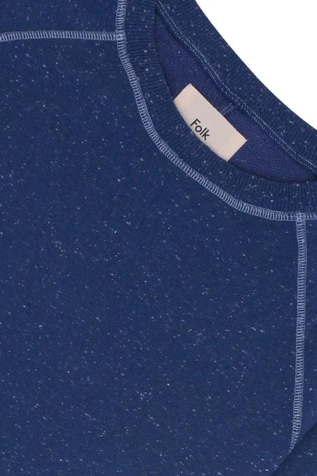 Folk Clothing Engineered Raglan Sweat 8211 Mid Navy Nep Mens Sweatshirts