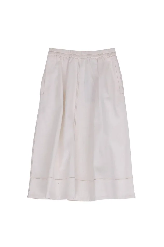 Folk Clothing Full Seam Skirt 8211 Ecru Twill Womens Skirts and Dresses