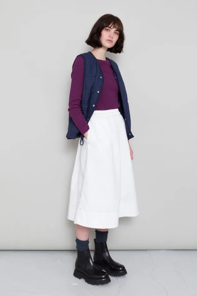 Folk Clothing Full Seam Skirt 8211 Ecru Twill Womens Skirts and Dresses