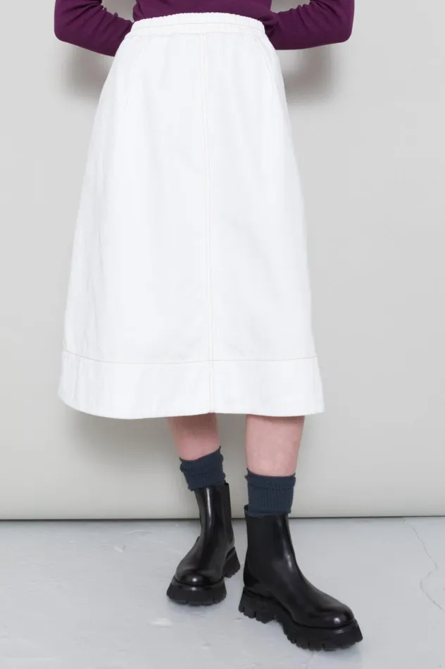 Folk Clothing Full Seam Skirt 8211 Ecru Twill Womens Skirts and Dresses