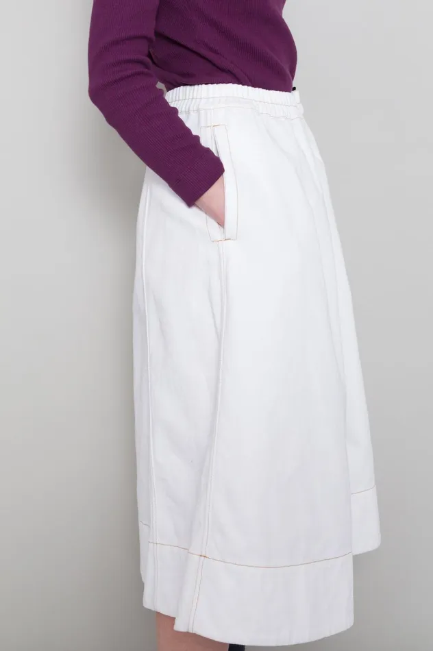 Folk Clothing Full Seam Skirt 8211 Ecru Twill Womens Skirts and Dresses