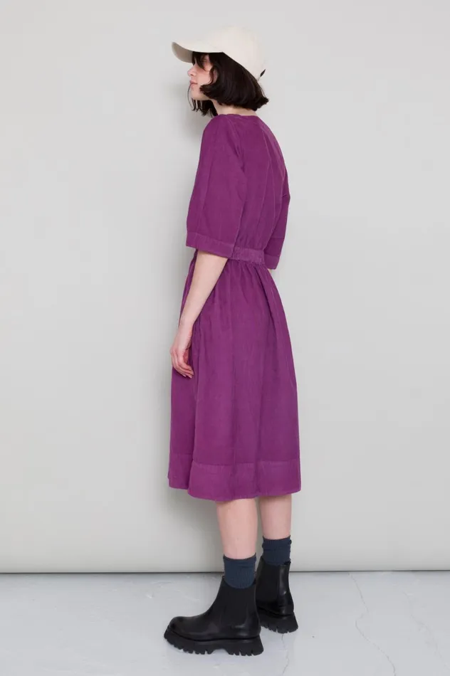 Folk Clothing Gathered Dress 8211 Wine Baby Cord Womens Skirts and Dresses
