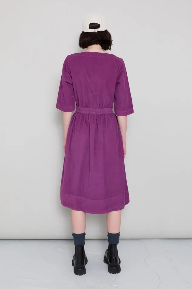 Folk Clothing Gathered Dress 8211 Wine Baby Cord Womens Skirts and Dresses