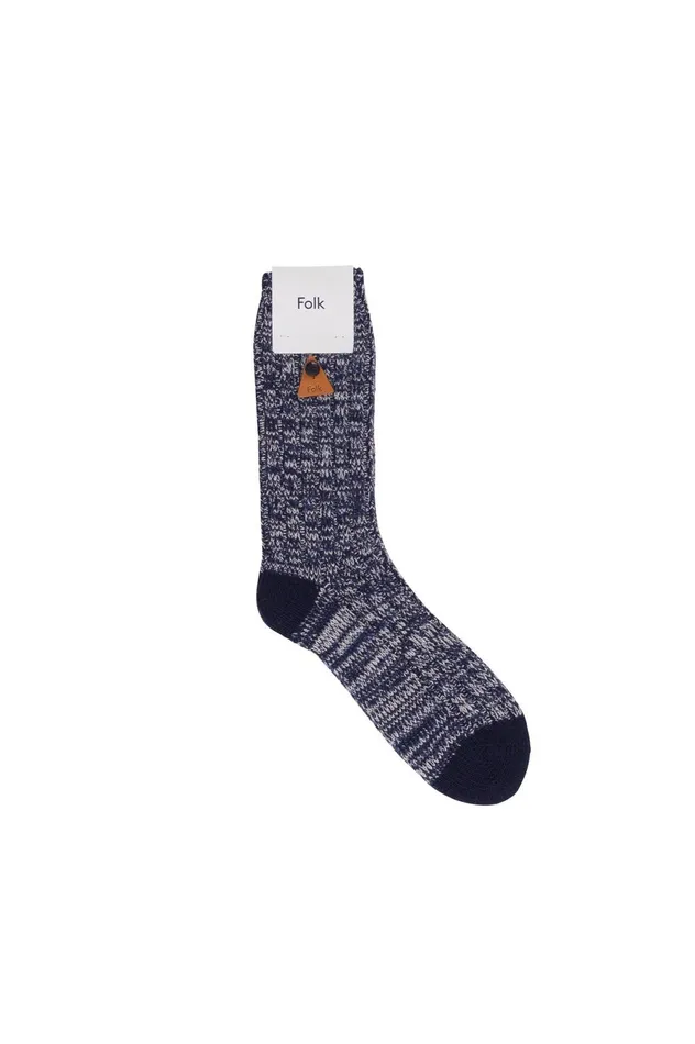 Folk Clothing Melange Wool Sock 8211 Navy Melange MensWomens Socks