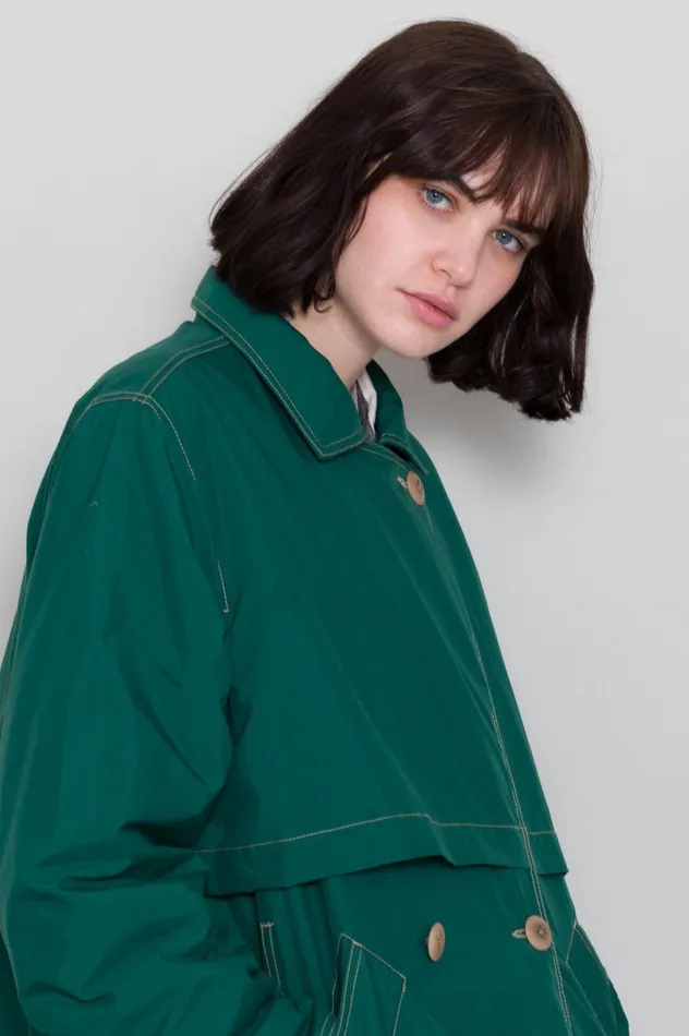 Folk Clothing Oversized Trenchcoat 8211 Bottle Green Womens Outerwear