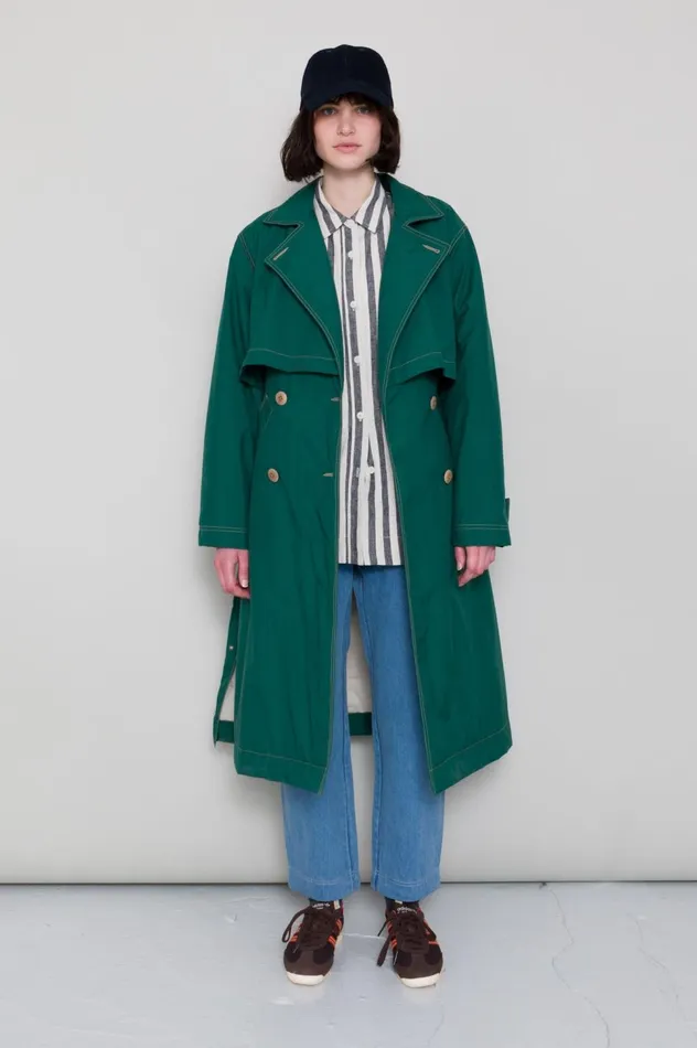 Folk Clothing Oversized Trenchcoat 8211 Bottle Green Womens Outerwear