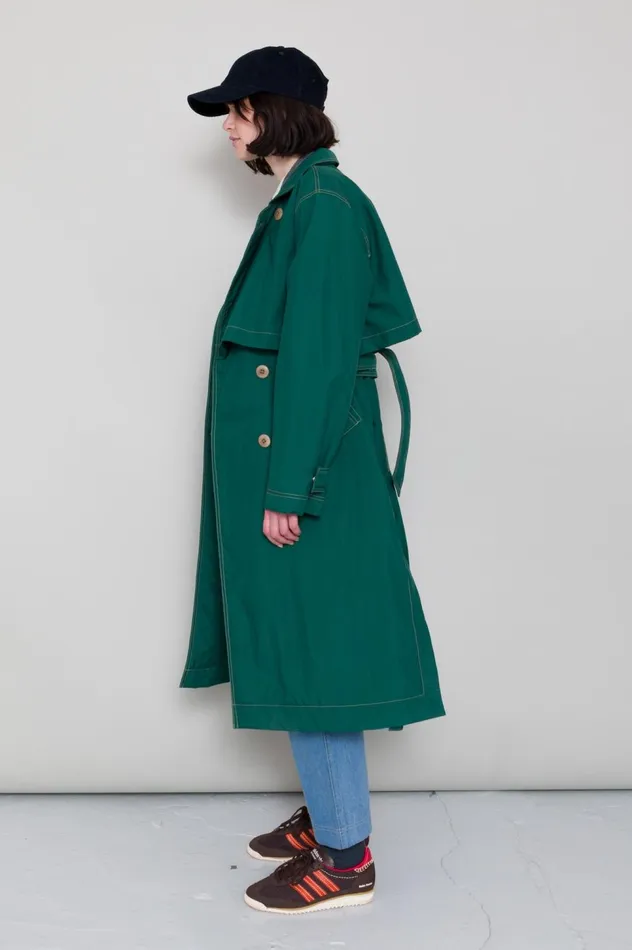 Folk Clothing Oversized Trenchcoat 8211 Bottle Green Womens Outerwear