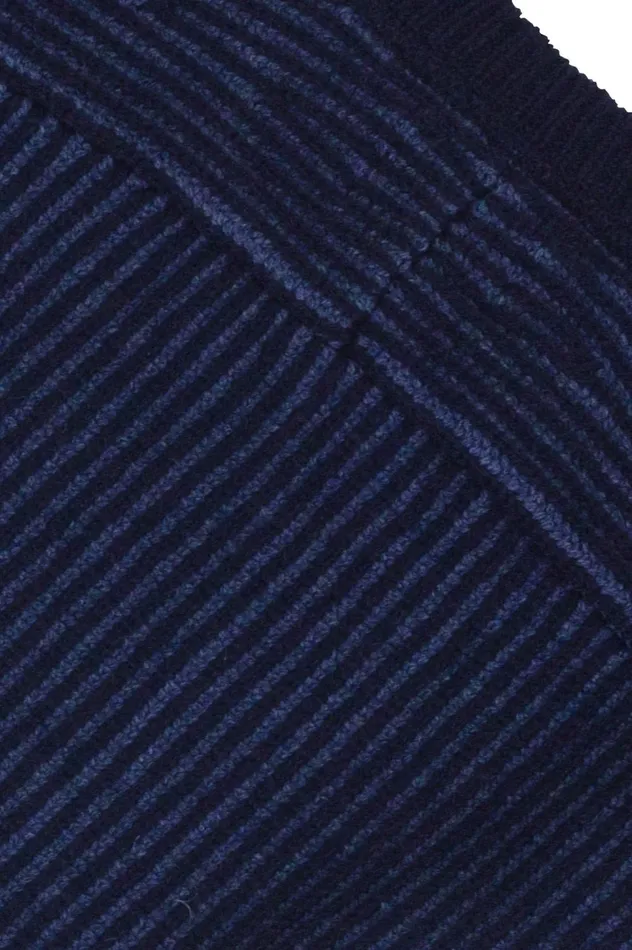Folk Clothing Plated Rib Crew 8211 Navy Soft Blue Mens Knitwear