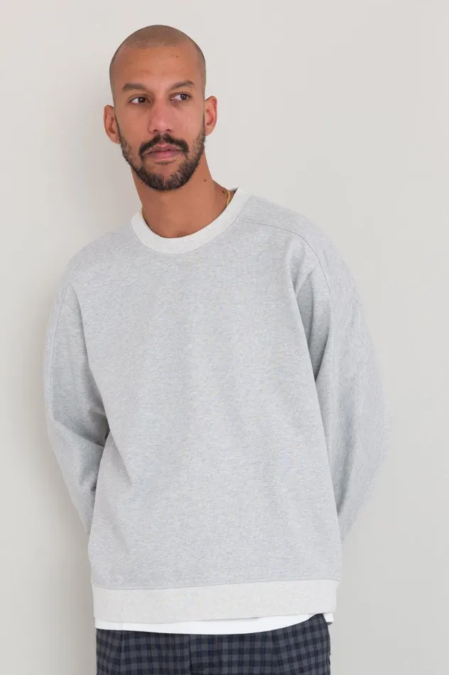 Folk Clothing Prism Sweat 8211 Vintage Greige Melange Mens Sweatshirts