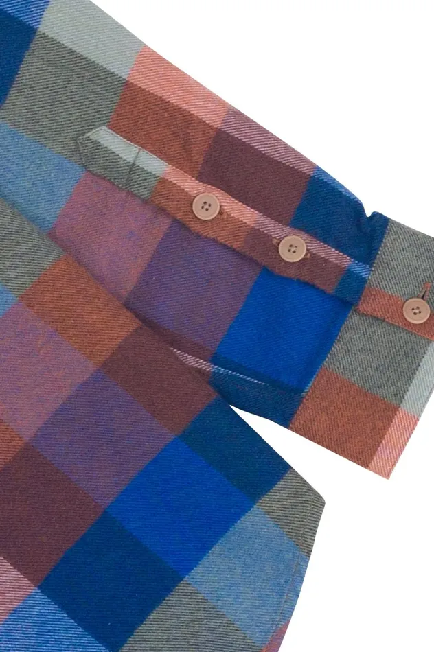 Folk Clothing Relaxed Fit Shirt 8211 Rust Navy Mix Mens Shirts