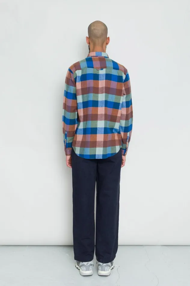 Folk Clothing Relaxed Fit Shirt 8211 Rust Navy Mix Mens Shirts