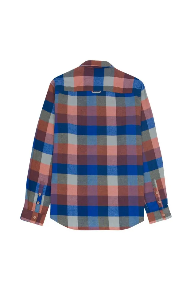 Folk Clothing Relaxed Fit Shirt 8211 Rust Navy Mix Mens Shirts