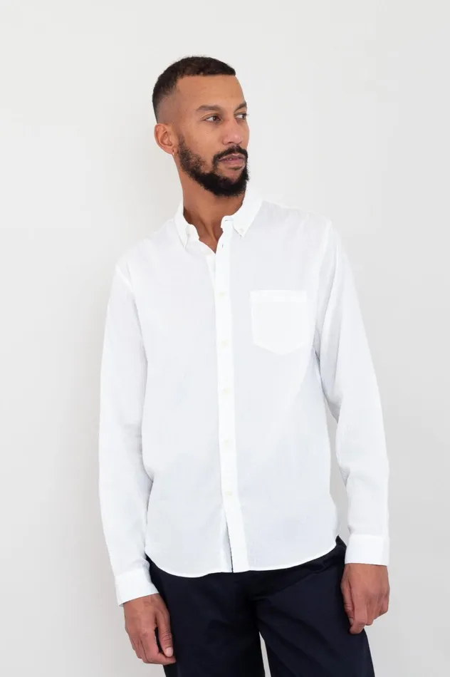 Folk Clothing Relaxed Fit Shirt 8211 White Texture Mens Shirts