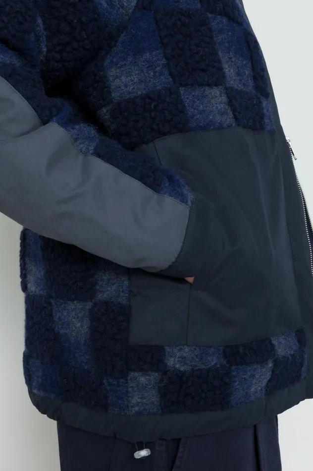 Folk Clothing Signal Fleece 8211 Navy Checkerboard Mens Outerwear