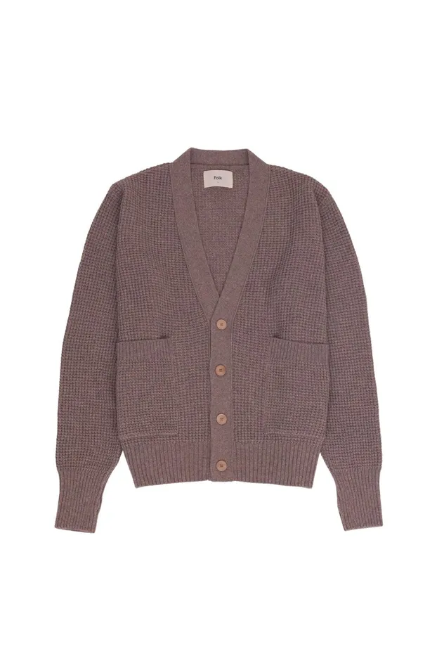 Folk Clothing Waffle Cardigan 8211 Mouse Mens Knitwear