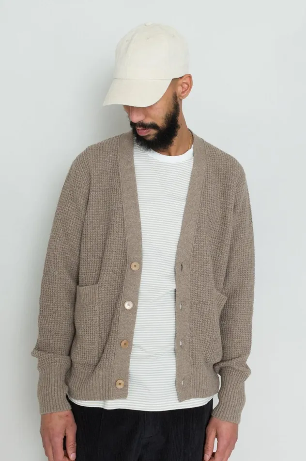 Folk Clothing Waffle Cardigan 8211 Mouse Mens Knitwear