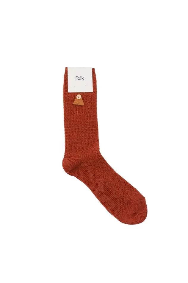 Folk Clothing Waffle Socks 8211 Rust MensWomens Socks