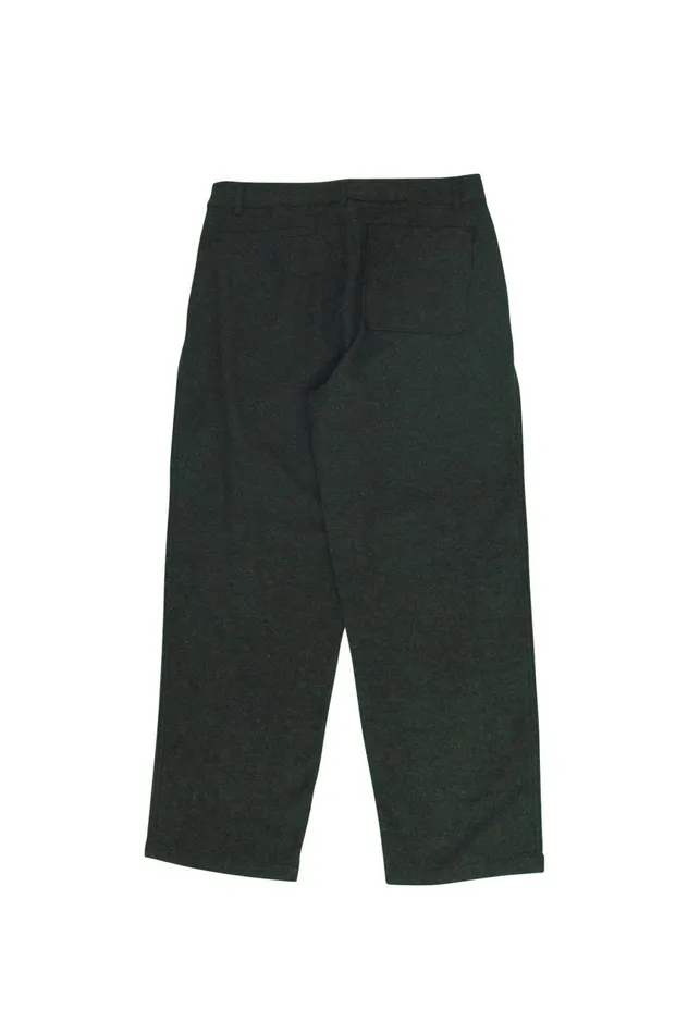 Folk Clothing Wide Fit Trouser 8211 Dark Green Wool Melange Mens Trousers