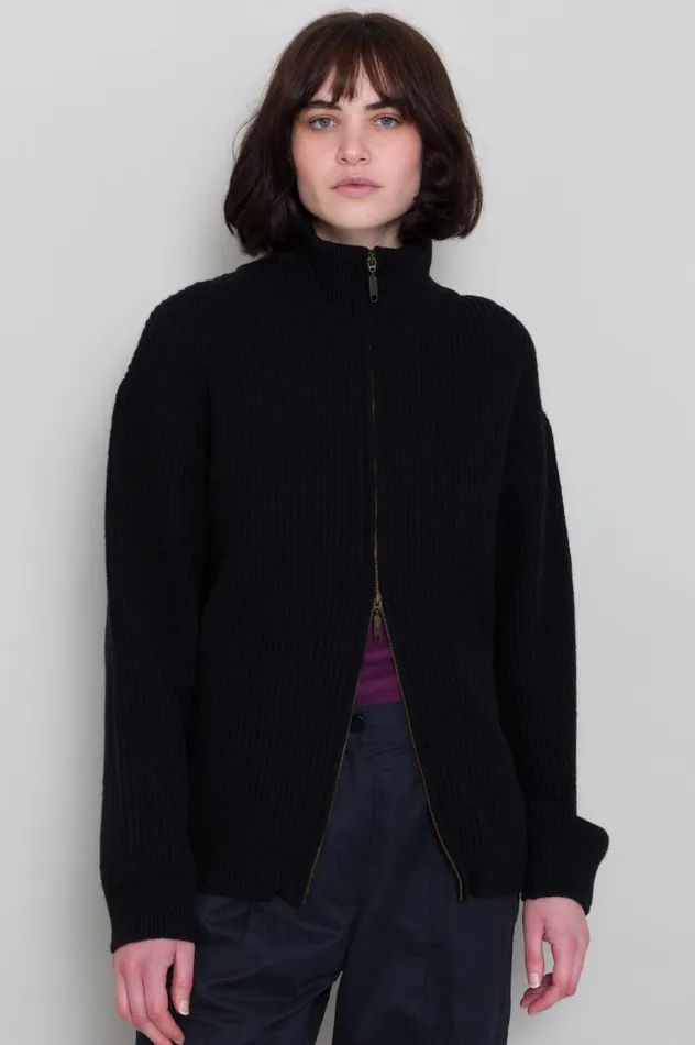 Folk Clothing Zip Through Jumper 8211 Black Womens Knitwear