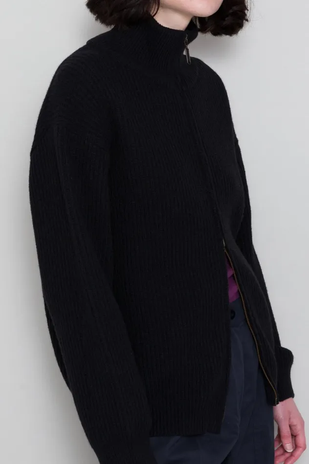 Folk Clothing Zip Through Jumper 8211 Black Womens Knitwear