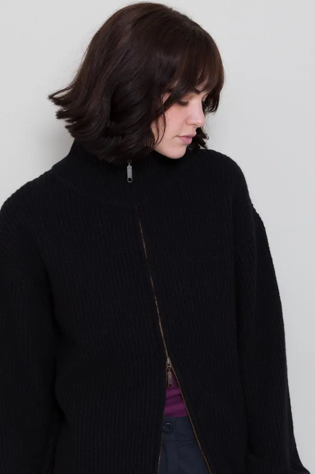 Folk Clothing Zip Through Jumper 8211 Black Womens Knitwear