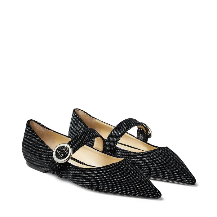 Gela Flat Black And Anthracite Glitter Velvet Pointed Pumps Blackanthracite Women JIMMY CHOO Flats