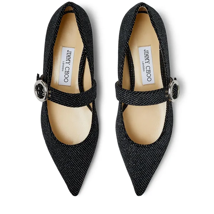 Gela Flat Black And Anthracite Glitter Velvet Pointed Pumps Blackanthracite Women JIMMY CHOO Flats