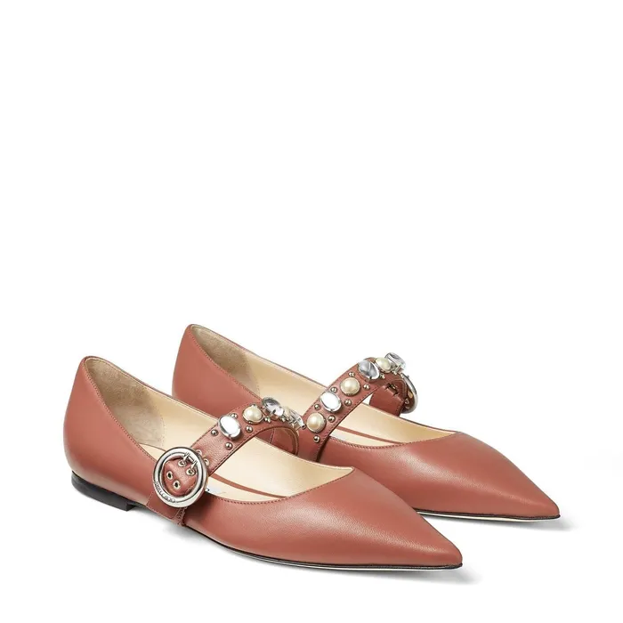 Gela Flat Dark Blush Mix Nappa Leather Pointed Pumps Dark Blush Mix Women JIMMY CHOO Flats