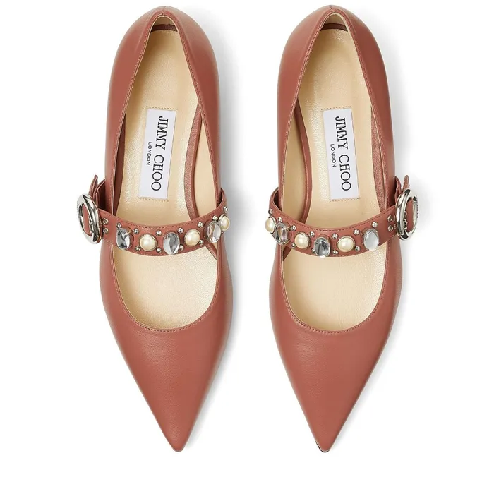 Gela Flat Dark Blush Mix Nappa Leather Pointed Pumps Dark Blush Mix Women JIMMY CHOO Flats