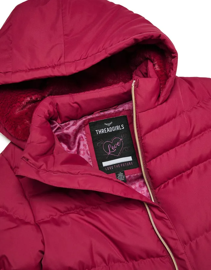 Girls Berry Pink Longline Padded Jacket Berry Threadbare Jackets and Coats Girls Berry Pink Longline Padded Jacket Berry Threadbare Jackets and Coats