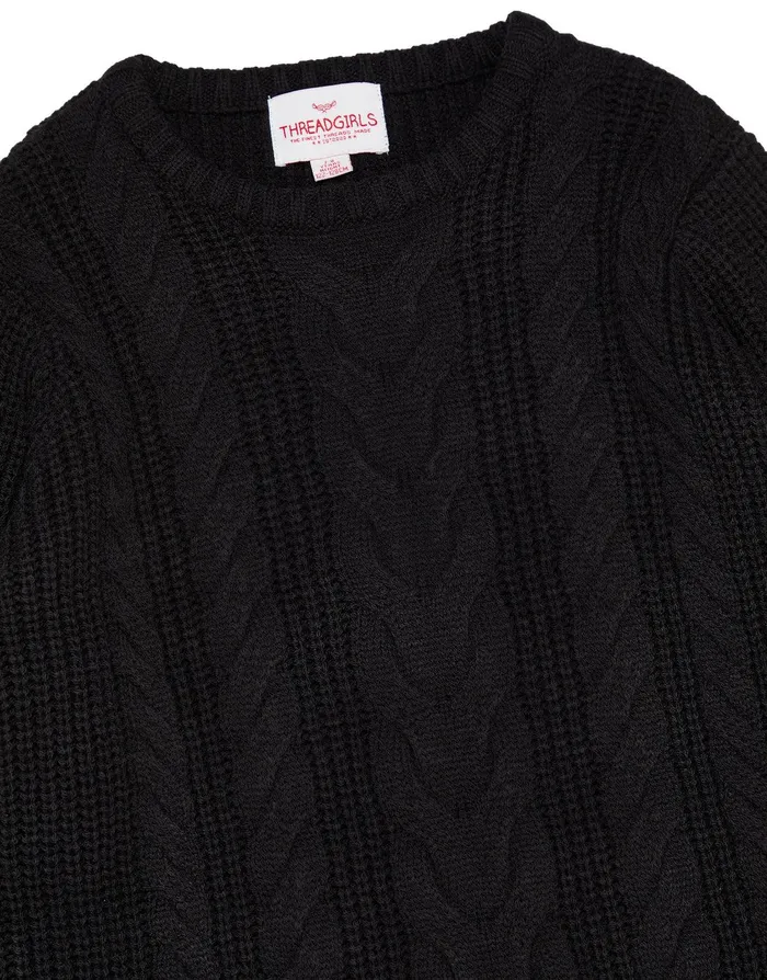 Girls Black Cable Knit Jumper Dress Black Threadbare Jumpers Girls Black Cable Knit Jumper Dress Black Threadbare Jumpers