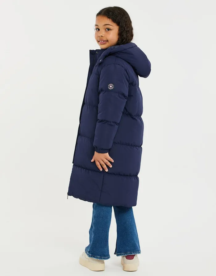 Girls Navy Longline Puffer Jacket Navy Threadbare Jackets and Coats Girls Navy Longline Puffer Jacket Navy Threadbare Jackets and Coats