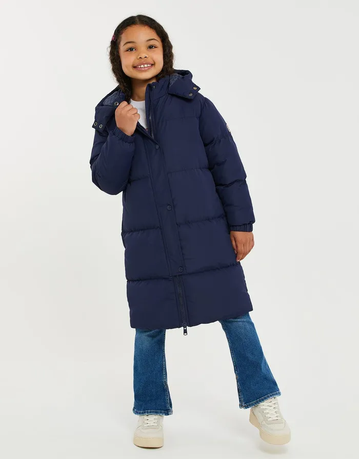 Girls Navy Longline Puffer Jacket Navy Threadbare Jackets and Coats Girls Navy Longline Puffer Jacket Navy Threadbare Jackets and Coats