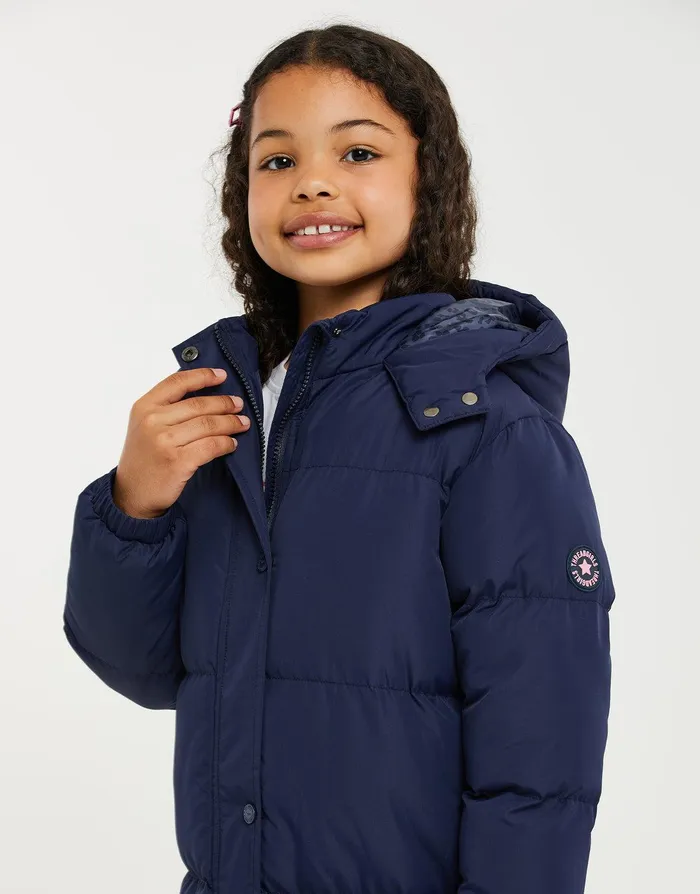 Girls Navy Longline Puffer Jacket Navy Threadbare Jackets and Coats Girls Navy Longline Puffer Jacket Navy Threadbare Jackets and Coats