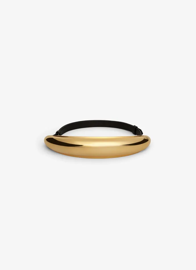 Gold BUMPER JEWEL BELT IN BRASS AND LEATHER Women Alaa Belts