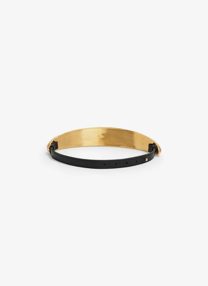 Gold BUMPER JEWEL BELT IN BRASS AND LEATHER Women Alaa Belts