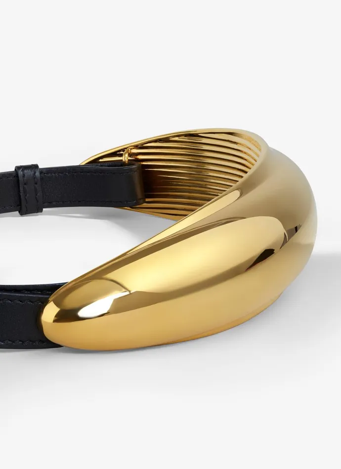 Gold BUMPER JEWEL BELT IN BRASS AND LEATHER Women Alaa Belts