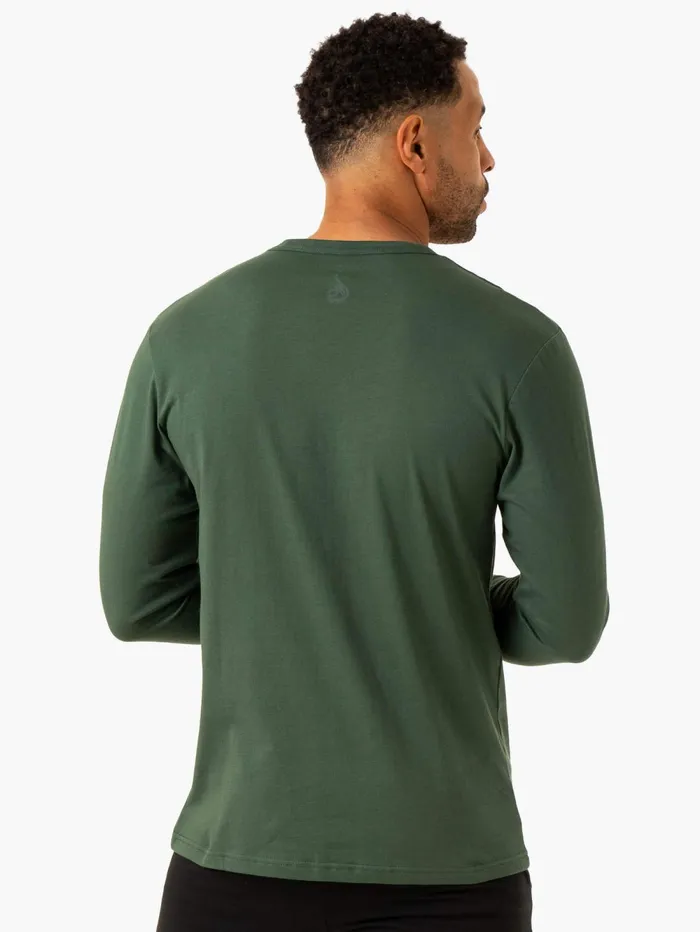 Graphic Long Sleeve TShirt 8211 Dark Green Men Ryderwear TShirts