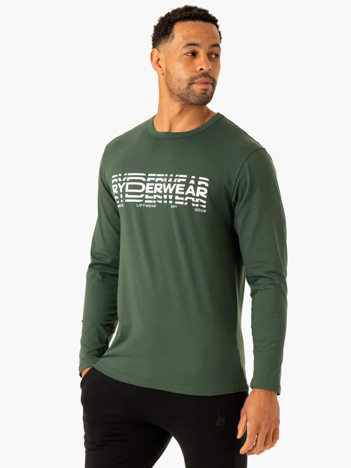 Graphic Long Sleeve TShirt 8211 Dark Green Men Ryderwear TShirts