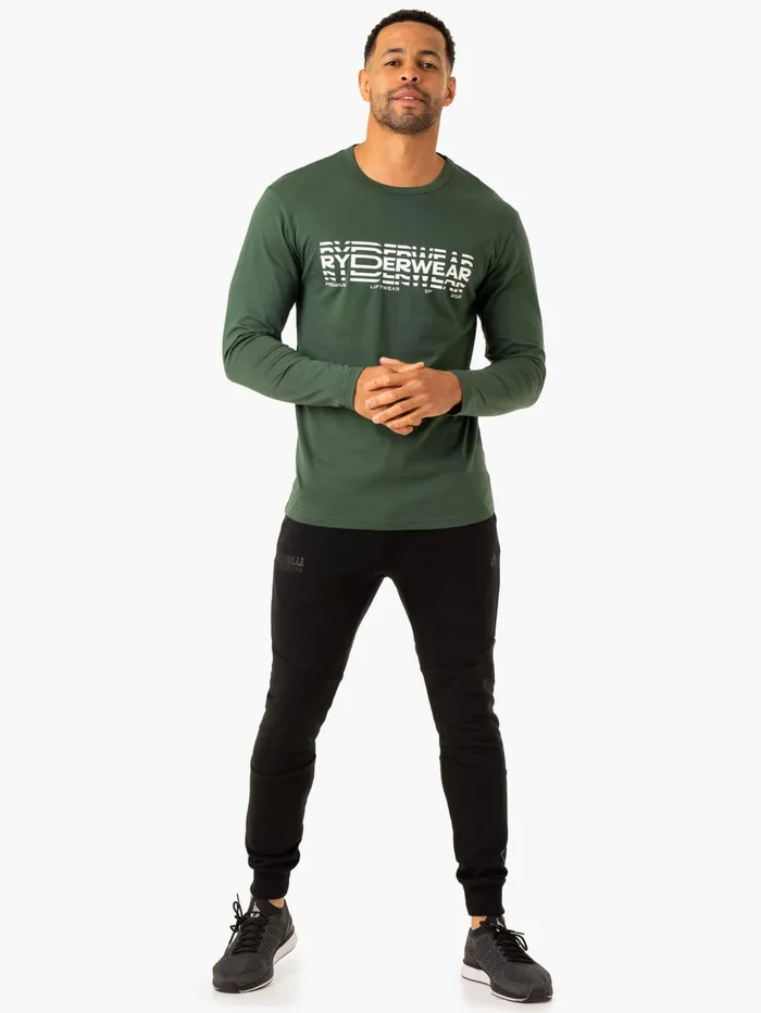 Graphic Long Sleeve TShirt 8211 Dark Green Men Ryderwear TShirts