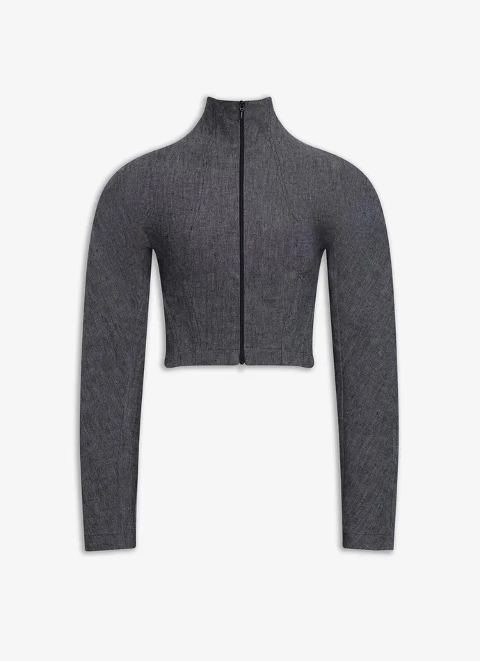 Gray HIGHNECK CROPPED JACKET Women Alaa Coats and Jackets