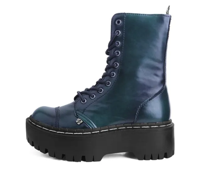 Green RubOff 10Eye Double Decker Boot Women TUK Shoes Boots