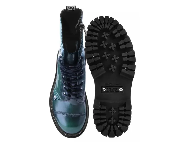 Green RubOff 10Eye Double Decker Boot Women TUK Shoes Boots