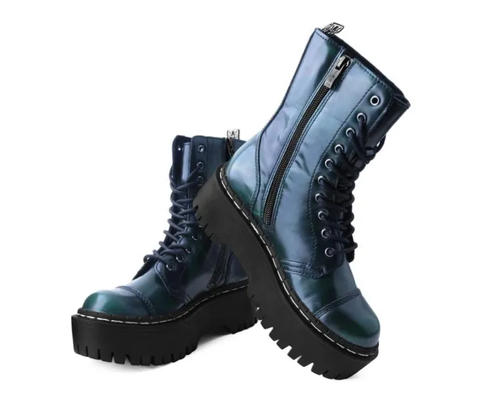 Green RubOff 10Eye Double Decker Boot Women TUK Shoes Vegan Green RubOff 10Eye Double Decker Boot Women TUK Shoes Vegan