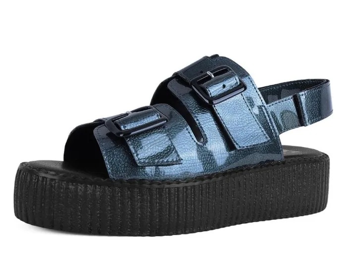 Grey Patent 2Buckle Sandal Women TUK Shoes Sandals