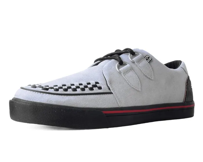 Grey Suede and Red Trim Interlace Sneaker Women TUK Shoes Sneakers