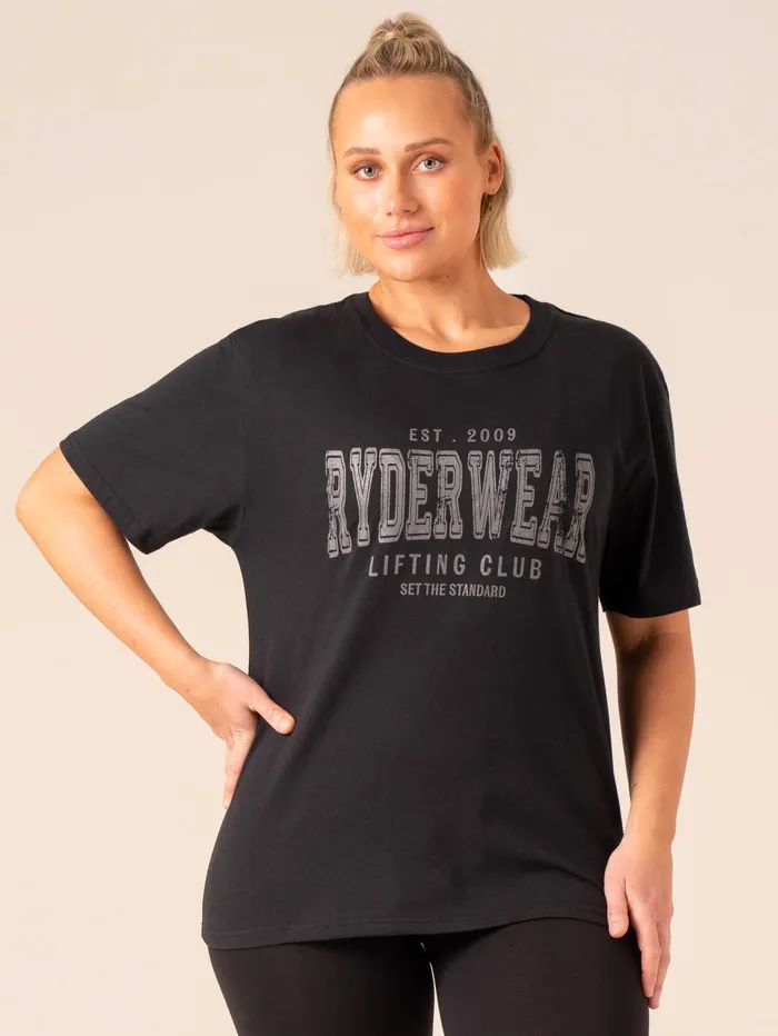 Grit Oversized TShirt 8211 Black Women Ryderwear TShirts