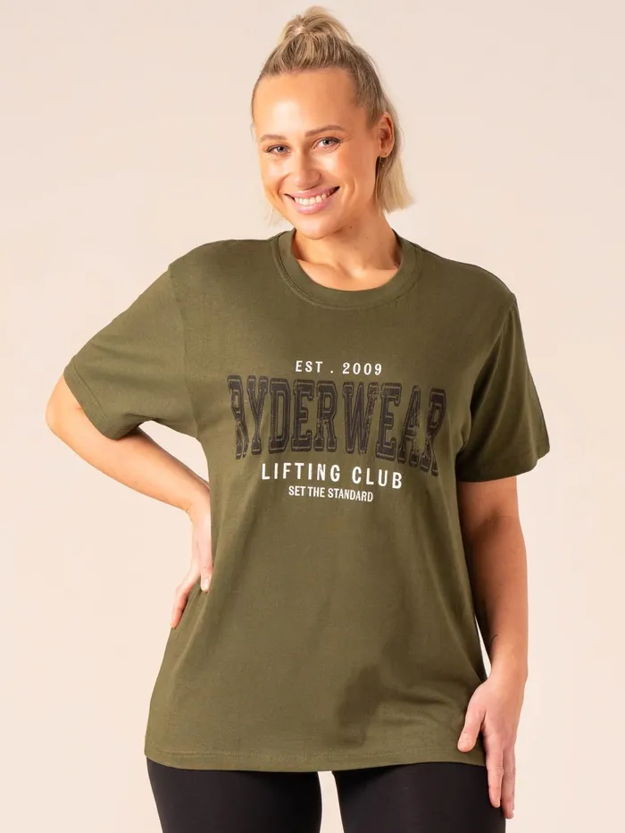 Grit Oversized TShirt 8211 Olive Women Ryderwear Tops