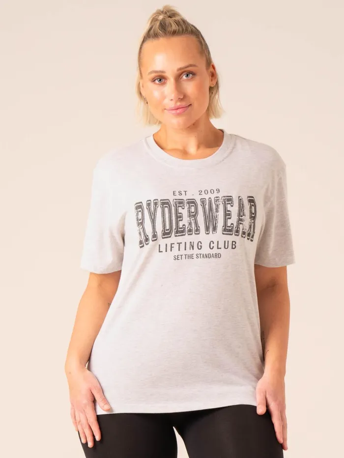 Grit Oversized TShirt 8211 Snow MarlCharcoal Women Ryderwear Tops